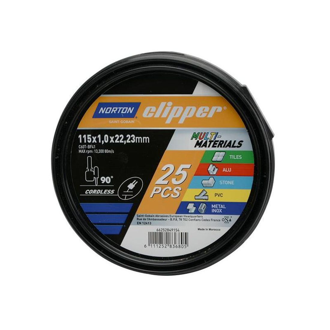 Norton Clipper Clipper Multi-Material Cutting Discs 115 x 22.23mm (Tub of 25)                 