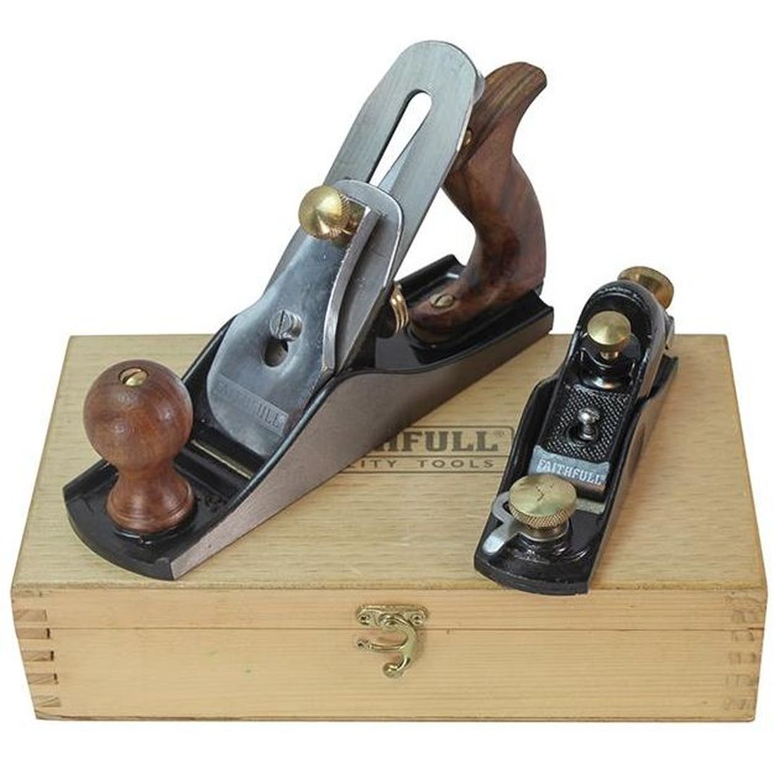 Faithfull No.4 Plane & No.60 1/2 Plane in Wooden Box                                      