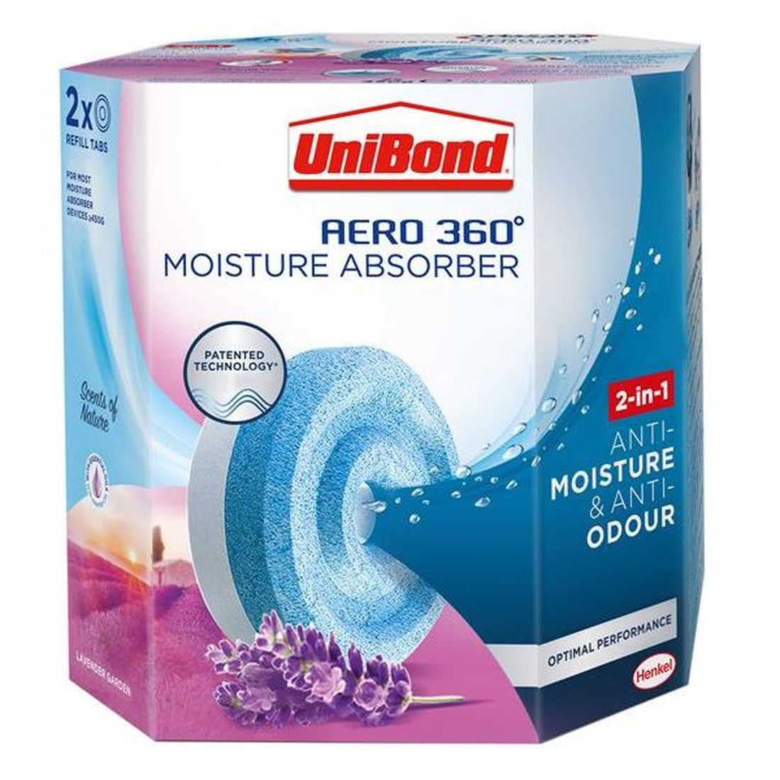 UniBond Aero 360 Moisture Absorber Lavender Garden Refills (Pack 2)                     