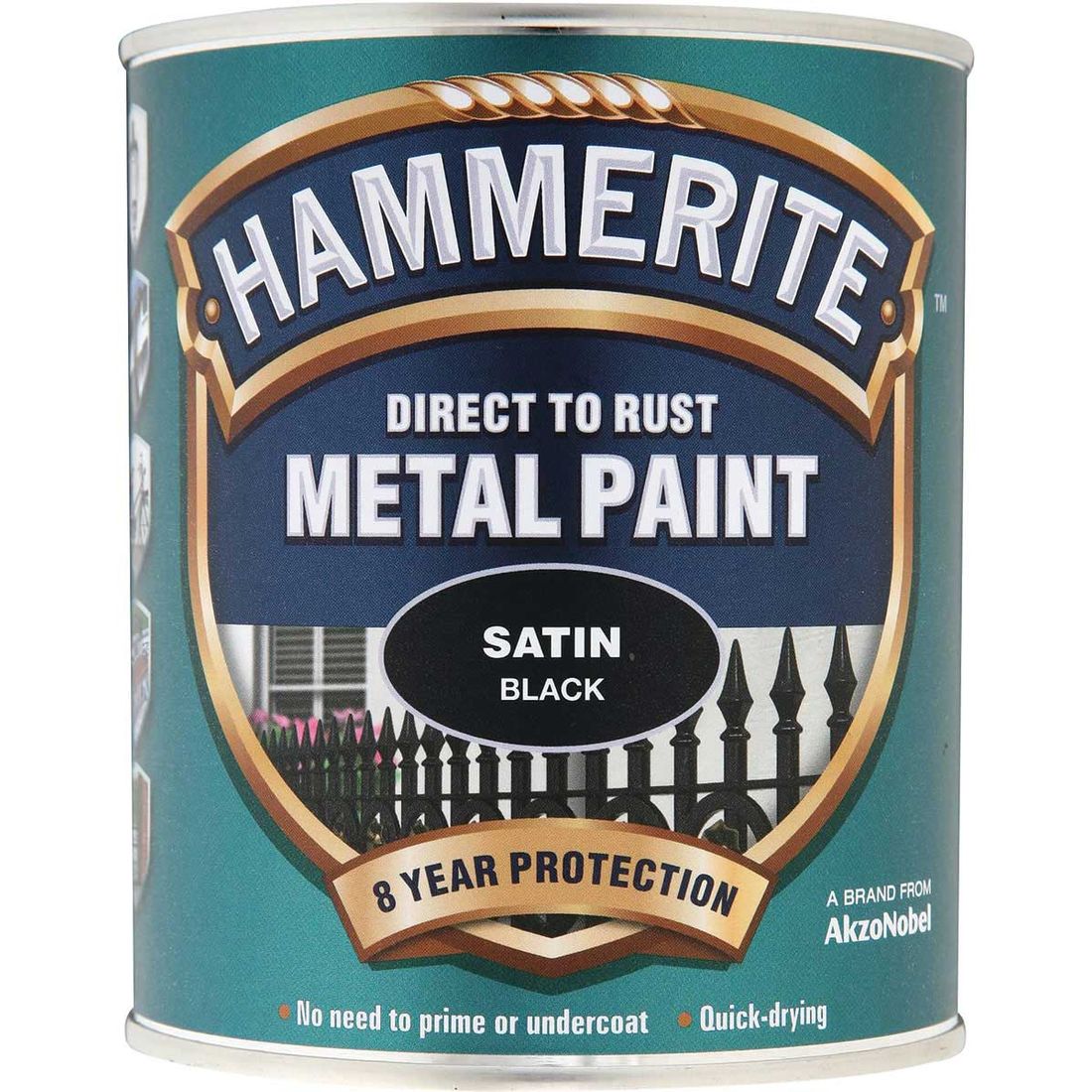 Hammerite Direct To Rust Metal Paint Satin Black 750Ml