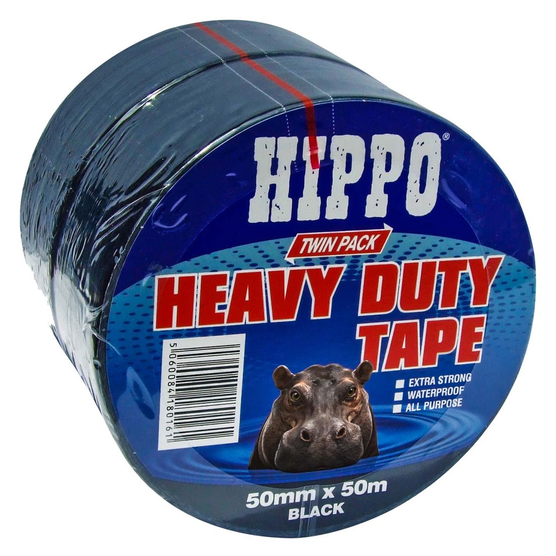 Hippo Black Tape 50Mm X 50M Twin Pack